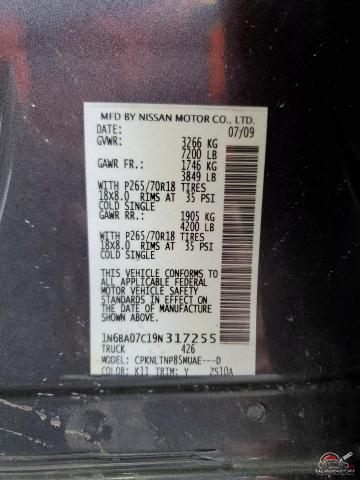 1N6BA07C19N317255 2009 NISSAN TITAN photo no. 12