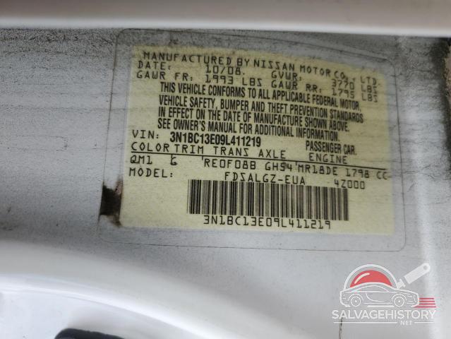 3N1BC13E09L411219 2009 NISSAN VERSA photo no. 13