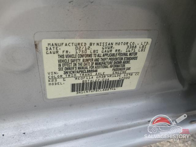 3N1CN7AP8CL888946 2012 NISSAN VERSA photo no. 13