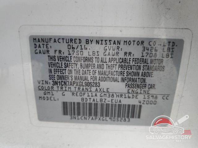 3N1CN7APXGL905283 2016 NISSAN VERSA photo no. 13