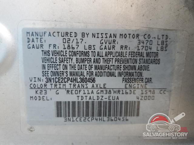 3N1CE2CP4HL360456 2017 NISSAN VERSA photo no. 12