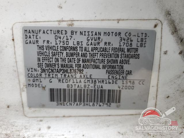 3N1CN7AP3HL876792 2017 NISSAN VERSA photo no. 13