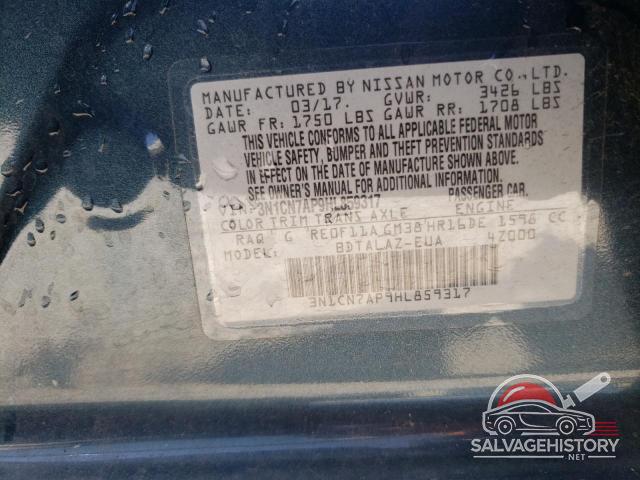 3N1CN7AP9HL859317 2017 NISSAN VERSA photo no. 13
