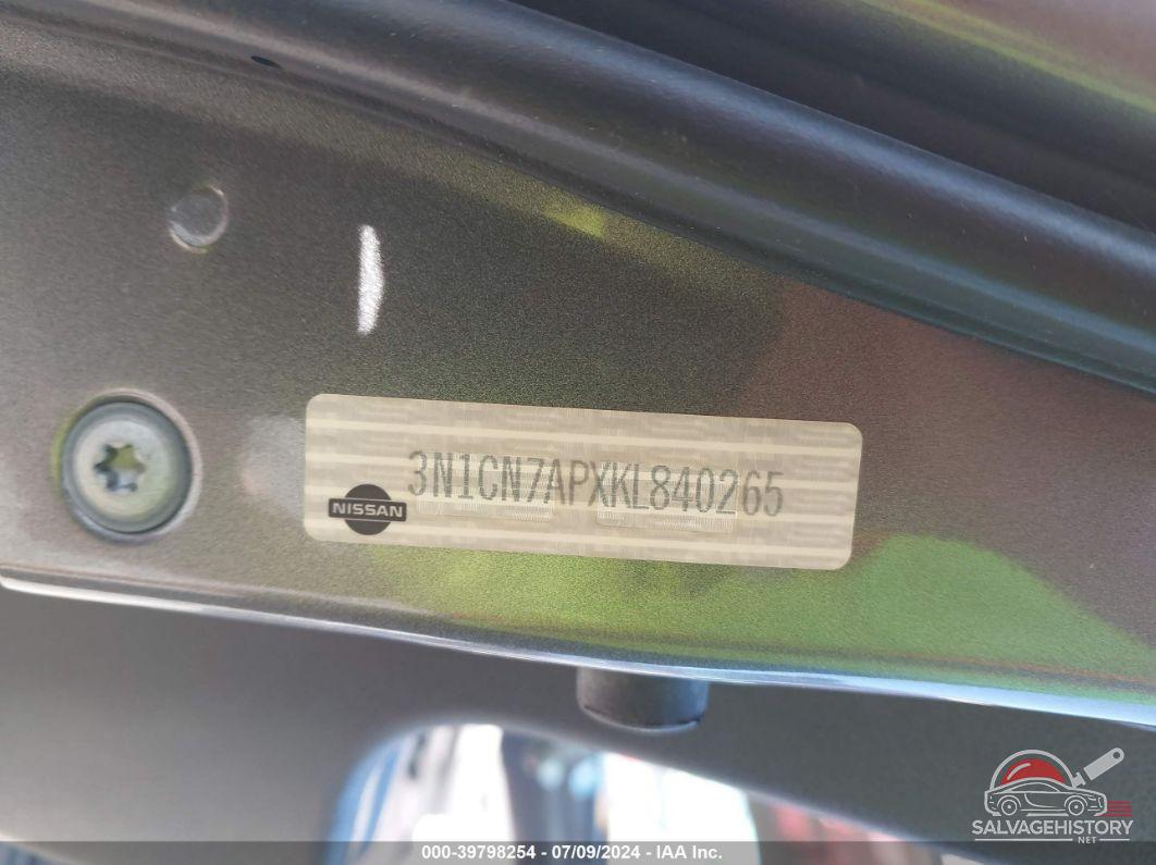 3N1CN7APXKL840265 2019 NISSAN VERSA photo no. 9