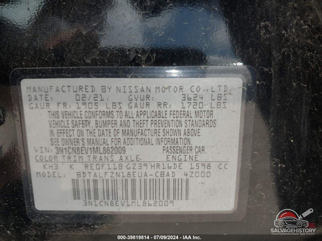 3N1CN8EV1ML862009 2021 NISSAN VERSA photo no. 9