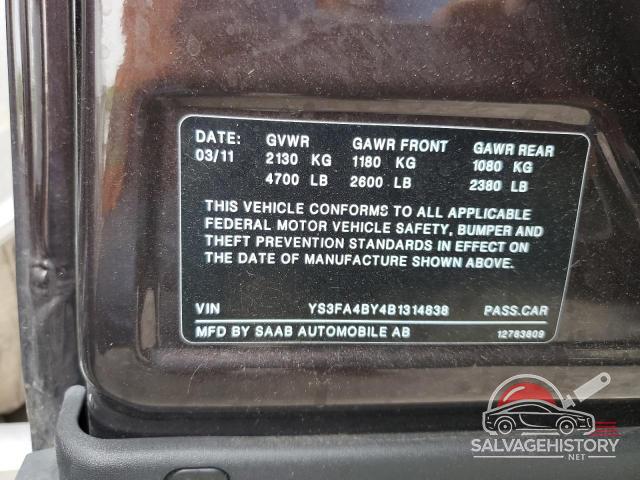 YS3FA4BY4B1314838 2011 SAAB 9 3 photo no. 12