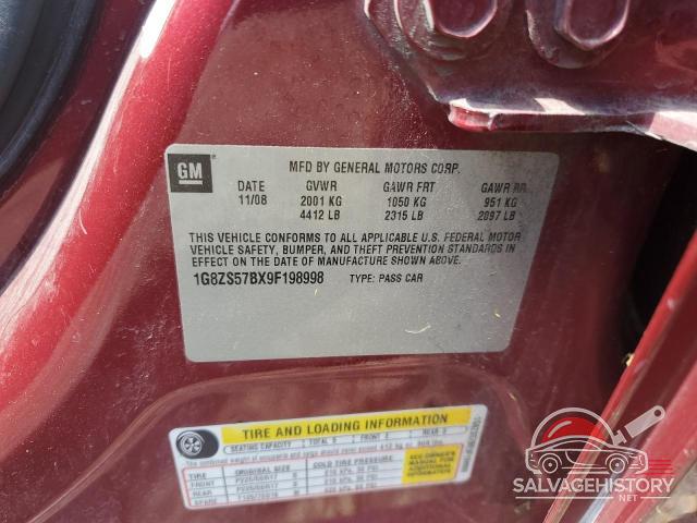 1G8ZS57BX9F198998 2009 SATURN AURA photo no. 13