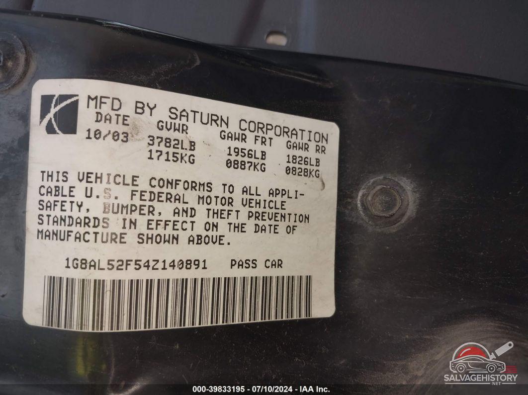 1G8AL52F54Z140891 2004 SATURN ION photo no. 9