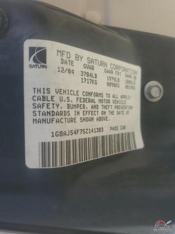 1G8AJ54F75Z141383 2005 SATURN ION photo no. 12