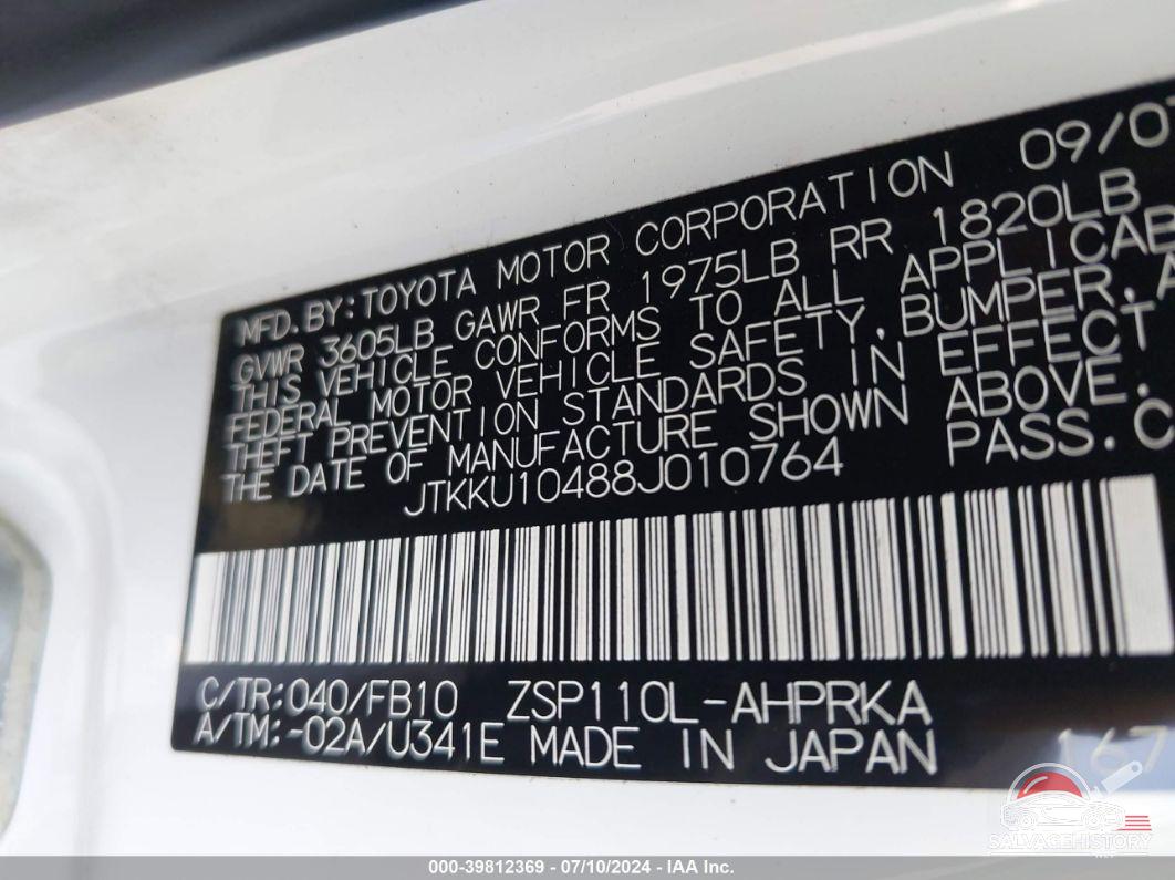JTKKU10488J010764 2008 SCION XD photo no. 9