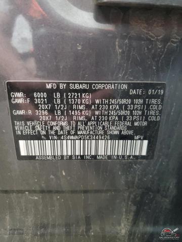 4S4WMAPD5K3449426 2019 SUBARU ASCENT photo no. 13
