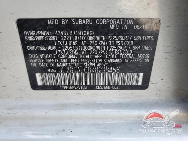 JF2GTAEC8K8238456 2019 SUBARU CROSSTREK photo no. 14