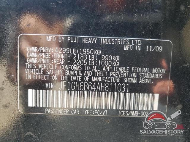 JF1GH6B64AH811031 2010 SUBARU IMPREZA photo no. 12