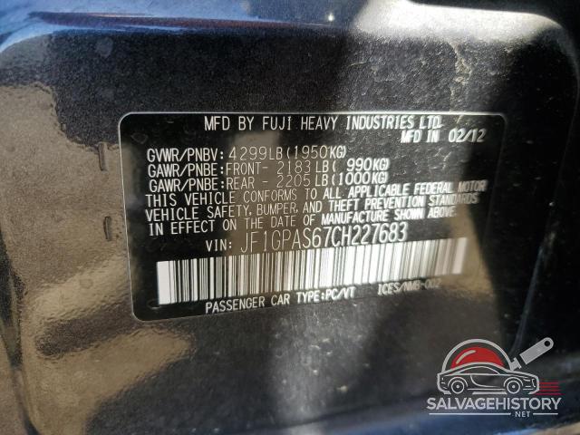 JF1GPAS67CH227683 2012 SUBARU IMPREZA photo no. 12