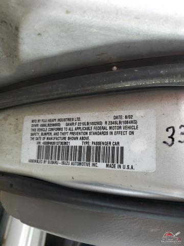 4S3BH635137303621 2003 SUBARU LEGACY photo no. 12