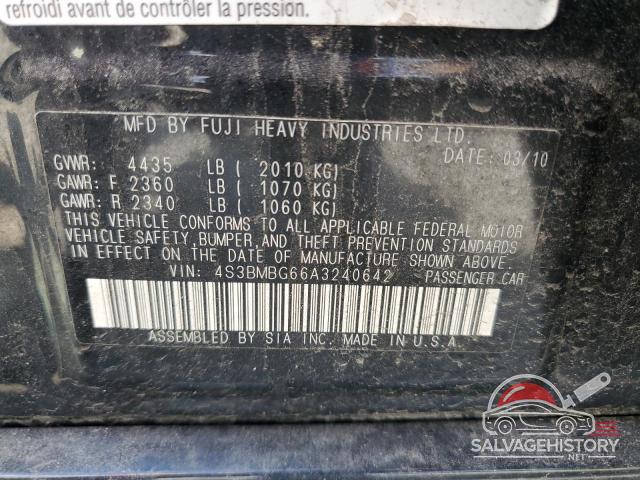 4S3BMBG66A3240642 2010 SUBARU LEGACY photo no. 12