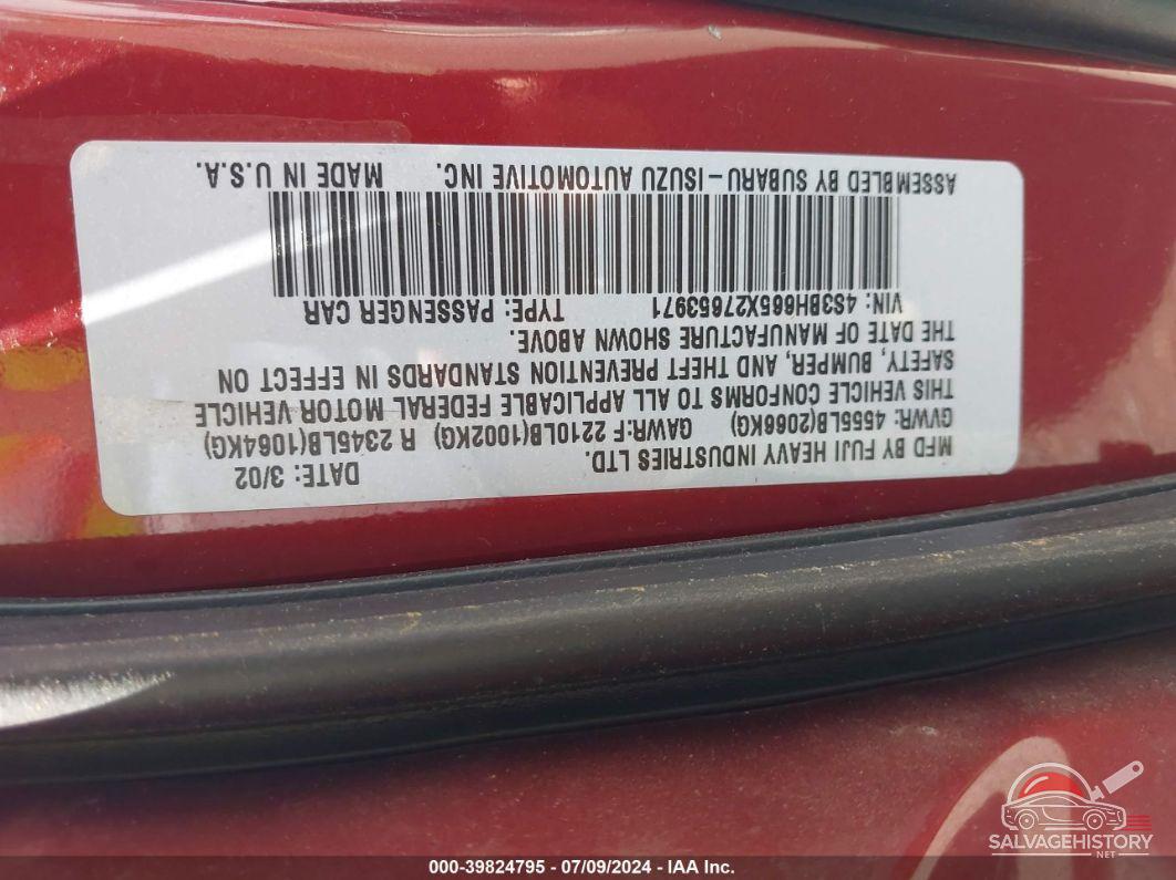 4S3BH665X27653971 2002 SUBARU OUTBACK photo no. 9