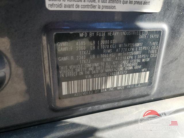 4S4BRBLC4A3381573 2010 SUBARU OUTBACK photo no. 12