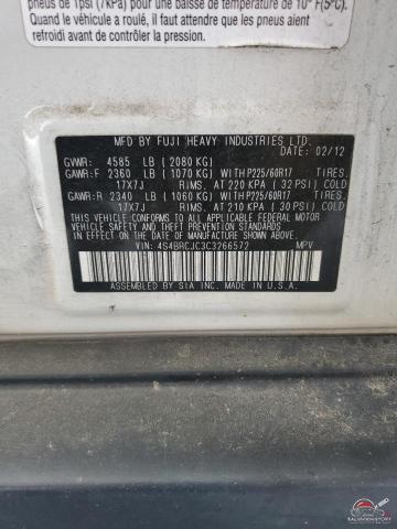4S4BRCJC3C3266572 2012 SUBARU OUTBACK photo no. 13