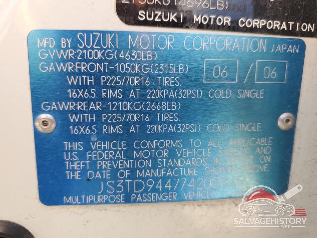 JS3TD944774200445 2007 SUZUKI GR VITARA photo no. 12