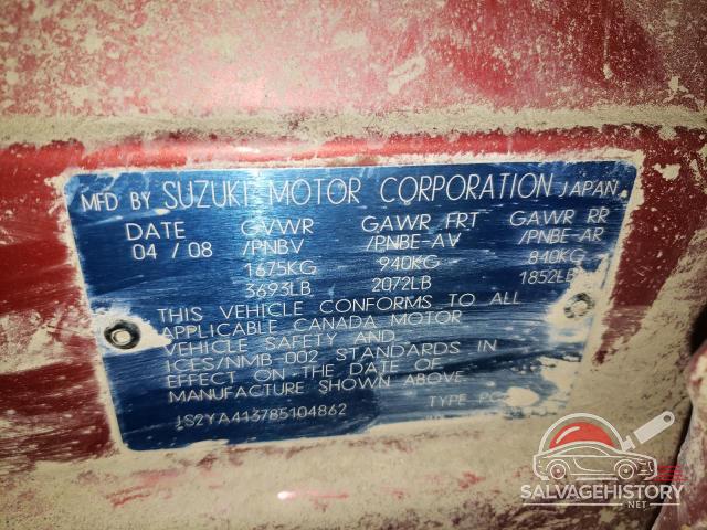 JS2YA413785104862 2008 SUZUKI SX4 photo no. 12