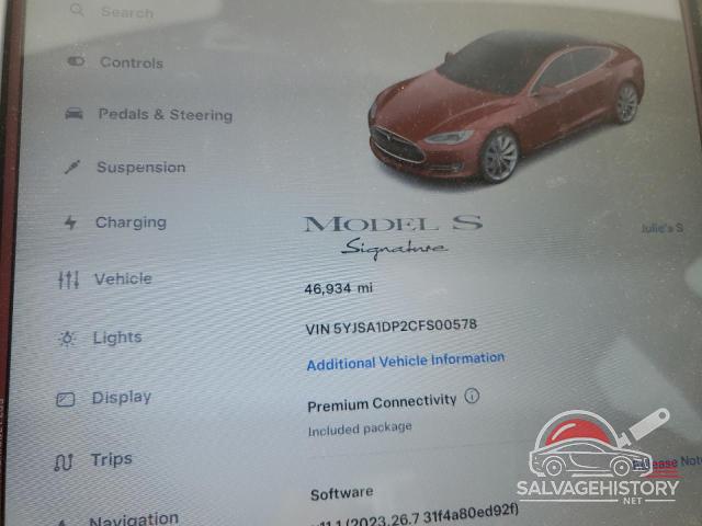 5YJSA1DP2CFS00578 2012 TESLA MODEL S photo no. 9