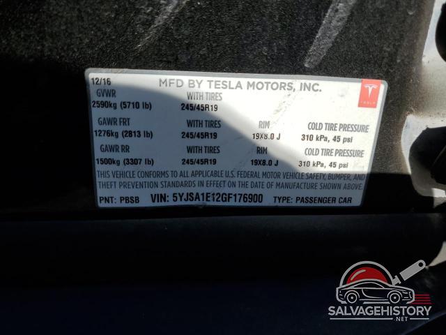 5YJSA1E12GF176900 2016 TESLA MODEL S photo no. 12