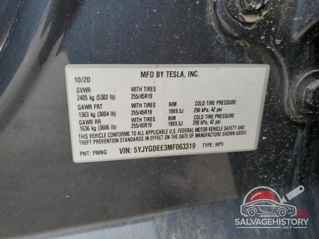5YJYGDEE3MF063319 2021 TESLA MODEL Y photo no. 13