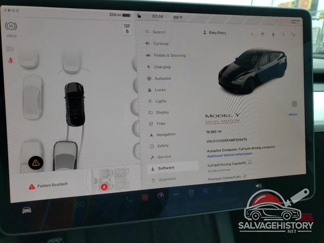 5YJYGDEF4MF209476 2021 TESLA MODEL Y photo no. 9