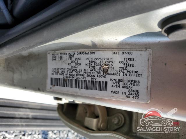 JT3GM84RXY0067926 2000 TOYOTA 4RUNNER photo no. 14