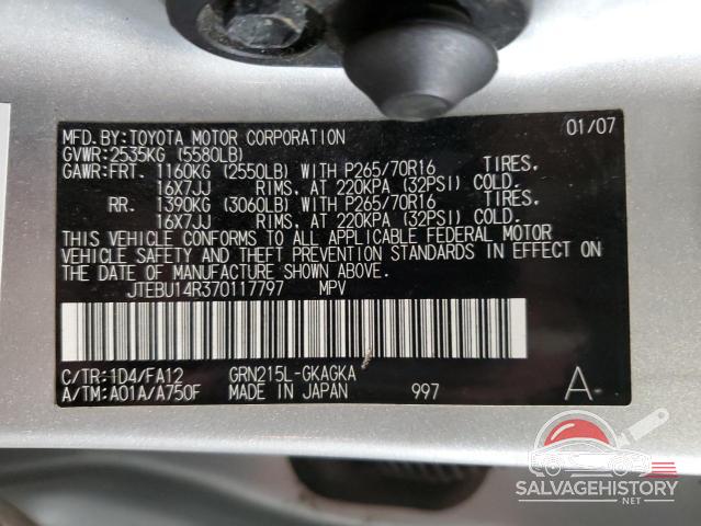JTEBU14R370117797 2007 TOYOTA 4RUNNER photo no. 14