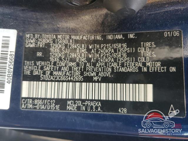 5TDZA23C66S442695 2006 TOYOTA All Models photo no. 13