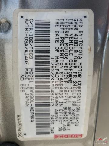 JT2BG22K5Y0487473 2000 TOYOTA CAMRY photo no. 12