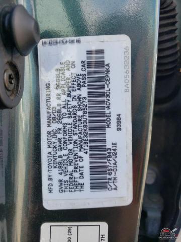 4T1BE32K83U785273 2003 TOYOTA CAMRY photo no. 12