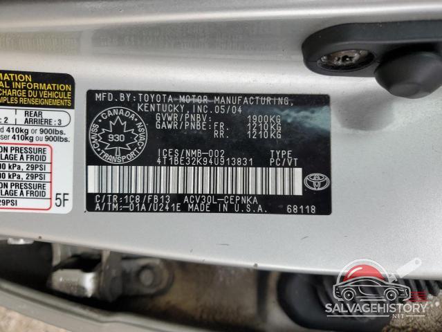 4T1BE32K94U913831 2004 TOYOTA CAMRY photo no. 12