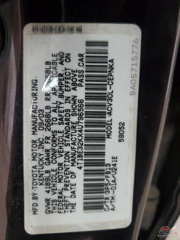 4T1BE32KX4U796566 2004 TOYOTA CAMRY photo no. 12