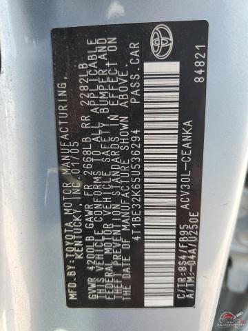 4T1BE32K65U536294 2005 TOYOTA CAMRY photo no. 12