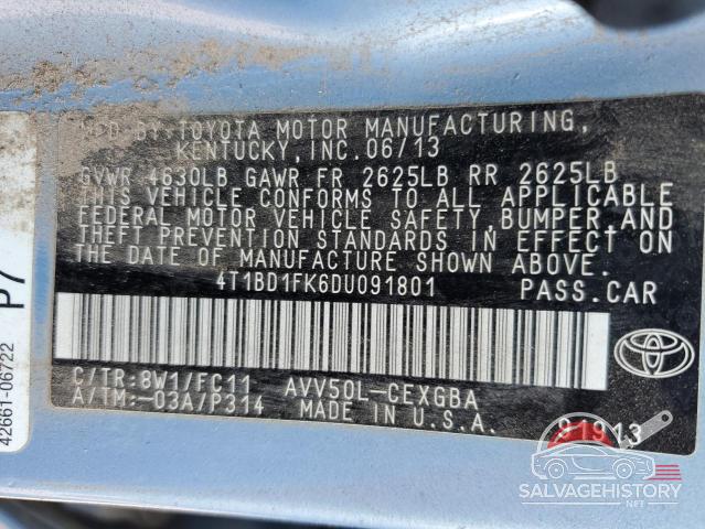 4T1BD1FK6DU091801 2013 TOYOTA CAMRY photo no. 12