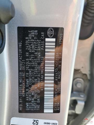 4T1G11AK1MU475118 2021 TOYOTA CAMRY photo no. 13