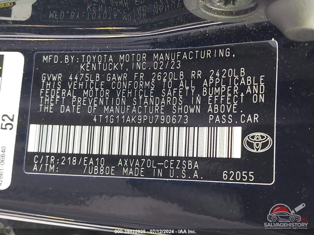 4T1G11AK9PU790673 2023 TOYOTA CAMRY photo no. 9