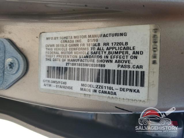 2T1BR18E5WC038889 1998 TOYOTA COROLLA photo no. 12