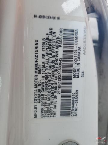 2T1BR12EX2C533642 2002 TOYOTA COROLLA photo no. 12
