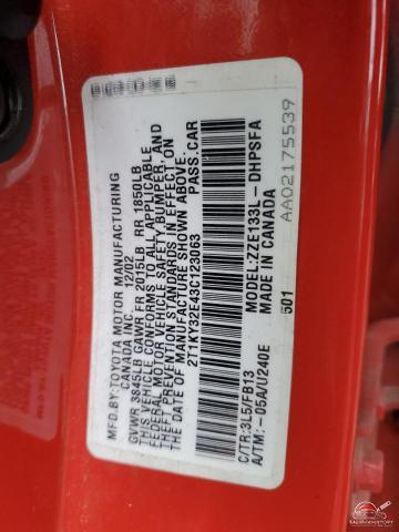 2T1KY32E43C123063 2003 TOYOTA COROLLA photo no. 12