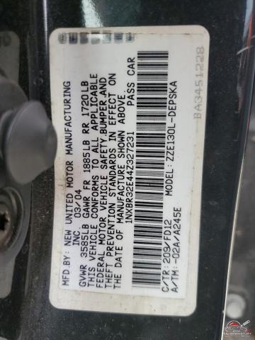 1NXBR32E44Z327231 2004 TOYOTA COROLLA photo no. 12