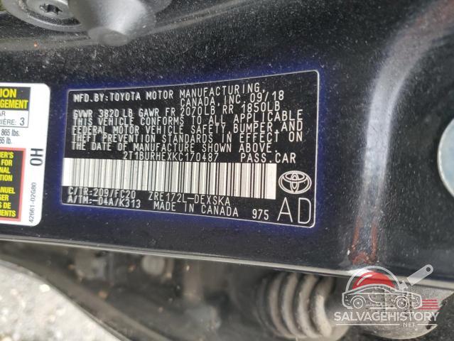 2T1BURHEXKC170487 2019 TOYOTA COROLLA photo no. 12