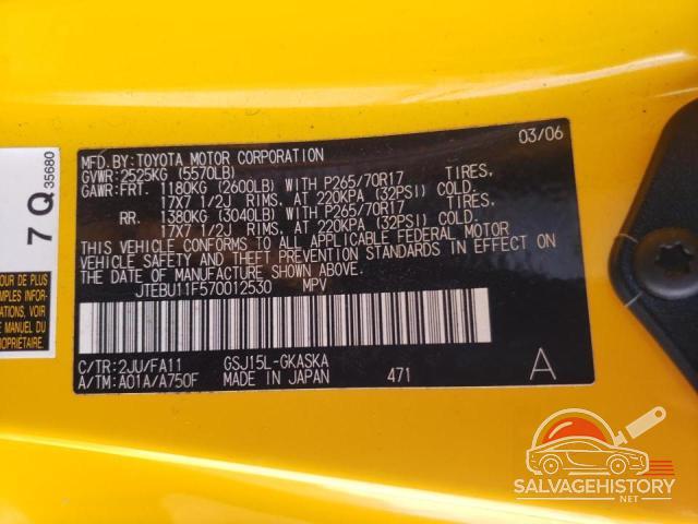 JTEBU11F570012530 2007 TOYOTA FJ CRUISER photo no. 14