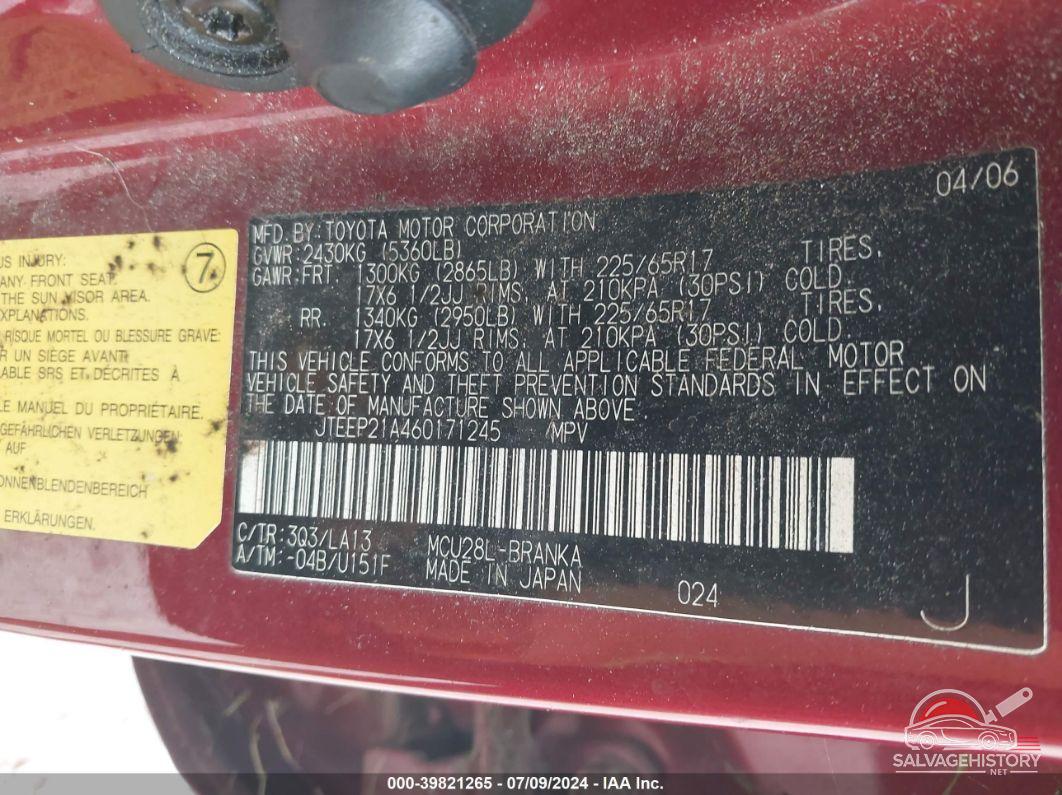 JTEEP21A460171245 2006 TOYOTA HIGHLANDER photo no. 9
