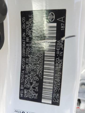 JTDKB20U253081932 2005 TOYOTA PRIUS photo no. 12