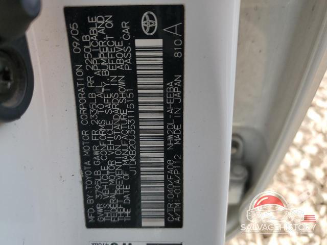 JTDKB20U353115151 2005 TOYOTA PRIUS photo no. 12