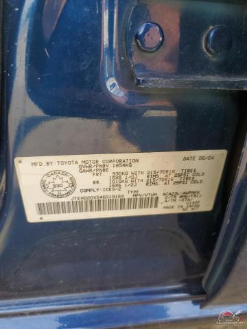 JTEHD20V546019169 2004 TOYOTA RAV4 photo no. 12